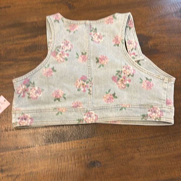 Wild Fable Light Denim Floral Crop Top Tank - Picture 2 of 6